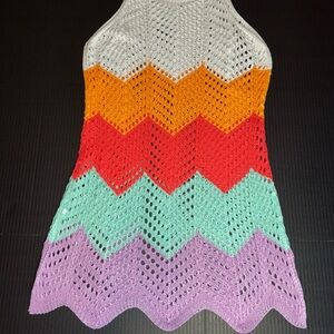 Dry Goods Women’s S/M Crochet See Through Mini Beach Cover Up Dress Brand New